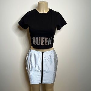 WFFS Medium reflective gray mini skirt